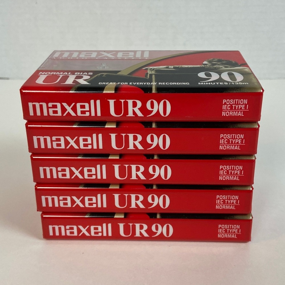 Maxell UR 90 Normal Bias Audio Cassette Tapes Lot of 5 Factory Sealed 90 Min